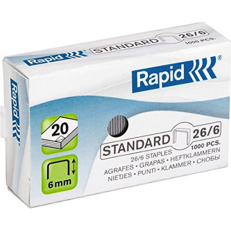 RAPID Lot de 3 Boites de 1000 agrafes standard 26/6 galvanisées