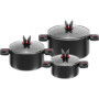 BALLARINI Set 3 casseroles, 3 Couvercles en Verre Inclus, Rondes, Revêtement Anti-Adhésif, Ø 16/20/24 cm, 1,6/3,25/5,6 L, Alumin