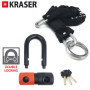 KRASER KR50+120L Antivol Moto Bloque Disque Mini U Homologué SRA + Chaine Haute Sécurité Acier Massif Boucle, Kit Sécurité pour 