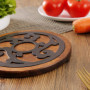 Dessous de Plat en Bois et métal - Rond - Diamètre : 20 cm - Qualité supérieure - Résistant à la Chaleur - pour casseroles Chaud