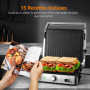 Aigostar Grill Panini, Grille-pain à Sandwich Avec Sonde Alimentaire, Plaques Antiadhésives Amovibles, Grill électrique, 2000W, 