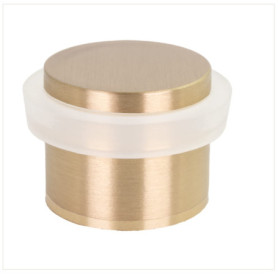 EVI Herrajes | Butée De Porte Adhésive | 24 x 20 mm | Base filetée | Caoutchouc Blanc | Laiton Finition Mate | Outils, Vis + Che