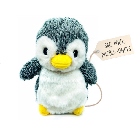 Bouillotte Micro-Onde Peluche (23 cm) - Bouillotte Peluche - Peluche Bouillotte Pingouin - Peluche Chauffante - Bouillotte Doudo
