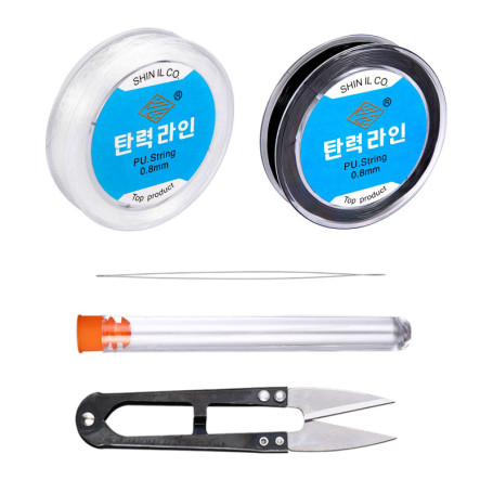 Fil Elastique pour Bracelet - Cordons élastiques pour la Fabrication de Bijoux Perle Collier, avec Ciseaux et Aiguille à Perles 