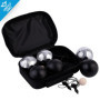 Engelhart - 010207 - Jeu de Boules 2 x 3 Noires et Grises - 74 mm - Triplette - Jeu de Petanque - 6 Boules de Pétanque, Sac en N