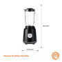 MasterChef Mixeur Blender Smoothie, Soupe, Pesto et plus, Bol en Verre, 1 Litre, Lames en Acier Inoxydable, 2 Vitesses, Passe au
