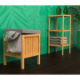EISL BMBA02-WKBH Tabouret de salle de bain en bambou avec panier à linge, tabouret avec assise, meuble de salle de bain pour s'a