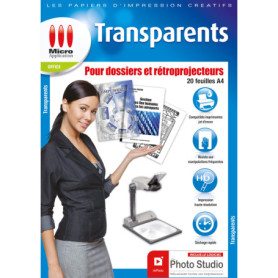 Feuille Transparente Imprimable pour Rétroprojecteur - 20 Films Polyester Transparents A4 - Micro Application