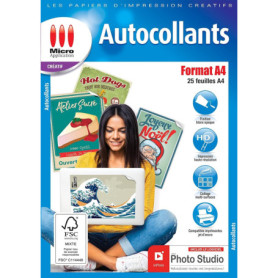 Papier Autocollant Imprimante -25 Feuilles Adhésif Blanc Mate, Format A4, Imprimables, Personnalisable, Adhèrent, Facilement Dét