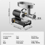VEVOR Hachoir à Viande Électrique Capacité 6,35 kg/min, Hachoir Électrique Commercial de Comptoir, Poussoir à Saucisses en Acier