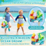 FAMKEEP Jouet de Plage 26 Pièces,Kit de Jeu de Plage Enfant avec Sac en Filet pour Enfants avec Seau Plage,Pelles,Râteaux,Arroso