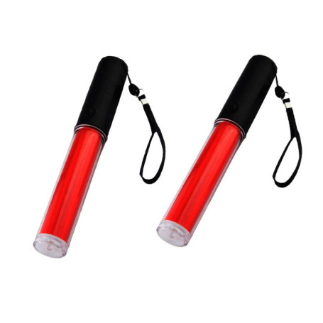 2x Bâtons Fluorescents Fluo en Plastique Durable pour Signalisation Routière, Baguette de Trafic de signal d'orchestre LED Lampe