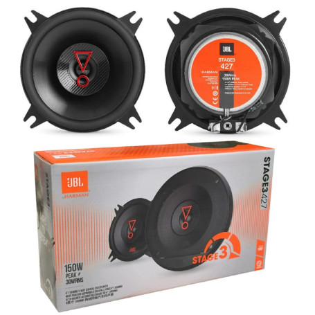 2 Haut-parleurs JBL STAGE3 427 2 Voies coaxial 4" 10,00 cm 100 mm 30 Watt rms 150 Watt Max 3 ohms 90 DB spl pour Voiture, Paire