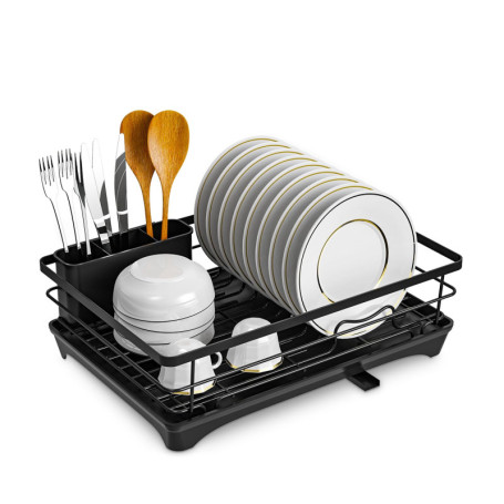 Egoutoire Vaisselle Cuisine,Egouttoir Vaisselle,Egouttoir Vaisselle sur Evier,42 x 30 x 13.5cm,Grande Noir Séchoir à Vaisselle R