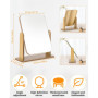 Miroir de Bureau en Bois Petit Miroir sur Pied 25 X 22CM Miroir de Table Rotatif à 360 Degrés Miroir a Poser Haut Miroir avec Su