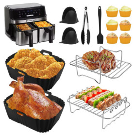 Accessoires pour friteuse à air chaud Russell Hobbs - 2 compartiments - 9 l - Moule en silicone - Accessoire pour friteuse à air