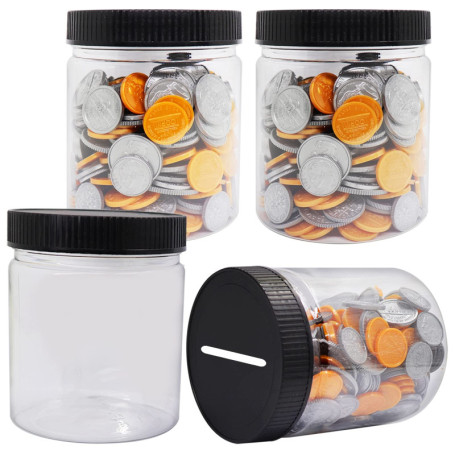 Mczcent Petite Tirelire-4 PACK, Petit Tirelires Transparente Plastique pour Pièces de Monnaie, Peu Mini Tire Lire Piggy Coin Mon
