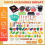 MQVXT Accessoire Cuisine Enfant,Jouet Plastique Fruit et Légume à Découper,108 PCS Enfant Dinette Nourriture Accessoire Ustensil