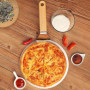 VEVOK CHEF Pelle Pizza, Palette à Pizza 25,5 x 25,5 cm Ronde Avec 22 cm Manche En Bois et Plateau Métallique en Acier Inoxydable