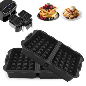 2 Pièces Moule à Gaufres Air Fryer en Silicone Rectangulaire, Insert Gaufrier Silicone pour Airfryer, Gaufrier Silicone Airfryer