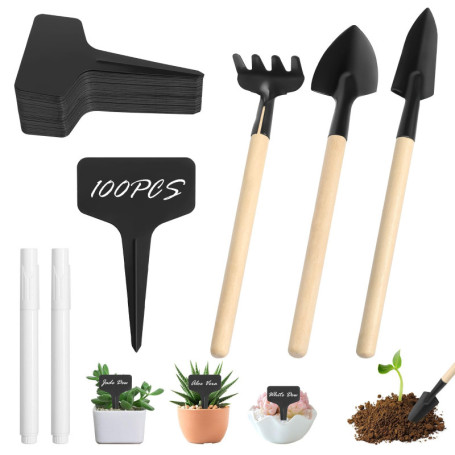 Lot de 100 étiquettes pour plantes - Résistantes aux intempéries - Avec 3 petites pelles de jardin et 2 marqueurs - Pour légumes