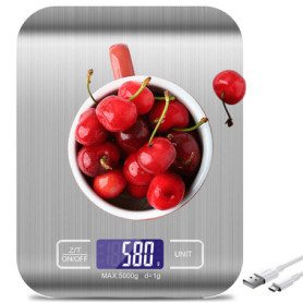 Balance de cuisine numérique : 10 kg/1 g, rechargeable par USB, avec écran LCD et fonction tare - Balance de cuisine professionn
