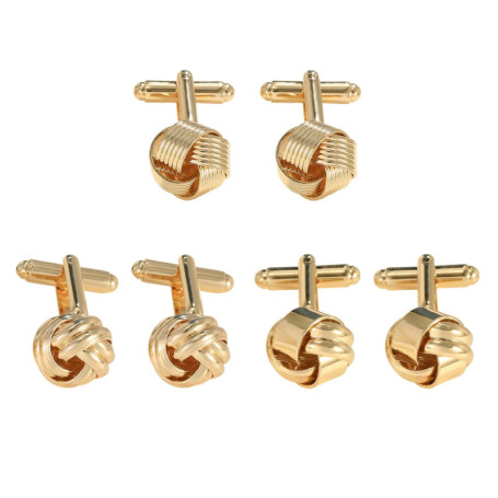 HDGSAFD 3 Paires De Boutons De Manchette Creux Sphériques Dorés, Boutons De Manchette pour Hommes, Boutons De Manchette De Chemi