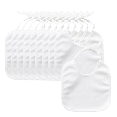 MEMOFYND Lot de 10 Bavoirs Blancs pour Enfants (18 x 18 cm), Écharpe Imperméable, Triangle pour Bébé, Serviette Imperméable, Tai