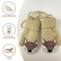 COACOM 1 Paire de Gants pour Bébé, Moufles d'hiver Tricotées avec Cordon, Moufles pour Tout-petits Animaux Moufles Épaissies, Ga