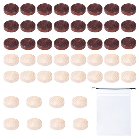 Jeu d'Échecs et de Backgammon 48 Pièces - Jeu Éducatif pour Dames - Pièces Rondes en Bois - Figurines Internationales - Accessoi