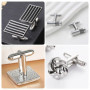 Lot de 5 paires de boutons de manchette en acier inoxydable, 1 sac de rangement, boutons de manchette pour costume de chemise po