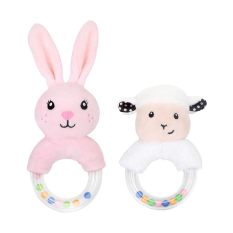 Lot de 2 hochets pour enfants, jouets sensoriels pour enfants, hochets pour enfants, mignons hochets en forme d'animal en peluch