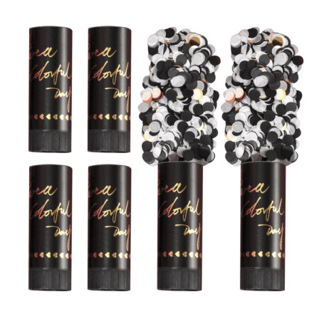 Lot de 6 canons à confettis, confettis biodégradables, adaptés pour les fêtes, Noël, mariages et autres fêtes