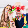 RELKLYU 2 Arcs De Clown Et 4 Autocollants De Tatouage Clown, Accessoires De Costumes De Clown, Accessoires De Costumes De Fête, 