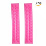 OFKPO Lot de 2 Coque en Silicone Fondant Twist Corde Moules, Fritter-Shaped, Twist Corde, Pâte à Sucre Ustensiles de Cuisine Déc