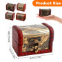 Coffre au Trésor en Bois, 4Pcs Coffre à Bijoux en Bois, Mini Coffre au Trésor, Petite Boîte en Bois Rétro, Mini Coffre Pirate, M