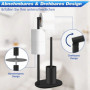 AIQII Porte-papier toilette en acier inoxydable avec brosse de toilette, noir poli, design moderne, 1 rouleau