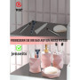 Lot de 4 accessoires de salle de bain en céramique avec porte-brosse à dents, distributeur de savon, porte-savon, gobelet à bros