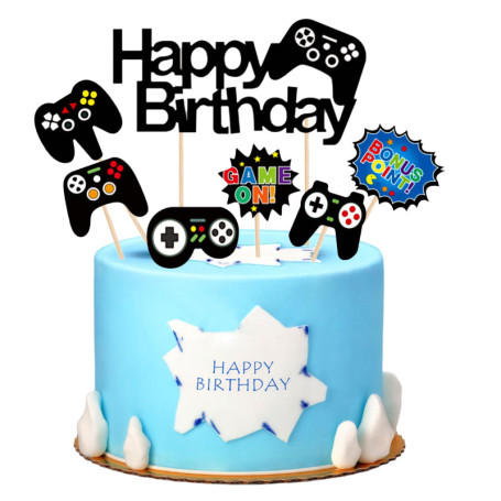 Décoration Gâteau Anniversaire Thème Jeu Vidéo, 13 Cake Toppers Gaming, Décorations Thème Consoles, Joyeux Anniversaire, Toppers