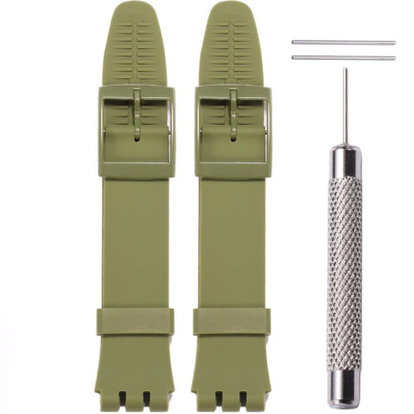 WRISTARMOR Lot de 2 bracelets de rechange en silicone pour Swatch 19 mm étanche avec outil