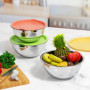 Newpop 3 pièces bols à mélanger, saladier bol à en acier inoxydable avec Coloré couvercle hermétique, 2.5L / 2L / 1.4L empilable