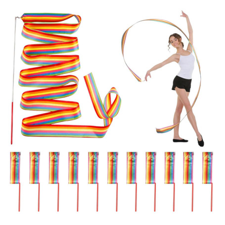 12 Pièces Rubans de Danse,2m Ruban de Gymnastique,Ruban Danse,Fitness Rubans de Gymnastique Rythmiques,Convient aux écoles, aux 