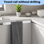 9 pcs Porte Serviette Salle de Bain sans Percage, ELEPRUC Porte-Serviettes Murale, Support Serviette Acier Inoxydable, Adhesif P