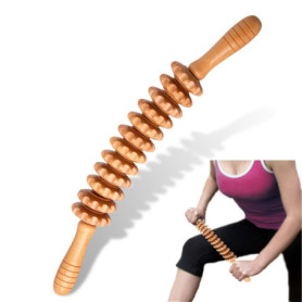 DAOZWUBGIH Rouleau de Massage Corporel en Bois, Masseur Anti Cellulite, Pour Maderothérapie Corps et Drainage Lymphatique, Bâton