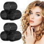 AMJKEJI Bigoudis Cheveux, 6 Rouleaux Cheveux Auto-adhésifs, 60mm Gros Bigoudis, Noir Hair Rollers, Adaptés aux Cheveux Longs, Mo