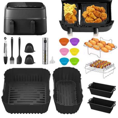 24 Pièces Accessoires Airfryer pour Philips Airfryer Dual Basket 3000 Series NA350 Airfryer,Accessoires Plat pour Philips Airfry