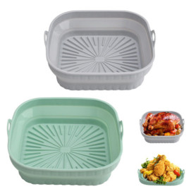 Lot de 2 moules en silicone pour friteuse à air chaud, 20,5 cm, réutilisables, pot en silicone, papier sulfurisé, tapis en silic