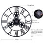 Lafocuse 60cm Horloge Murale Geante Métal, Engrenages Or Industrielle Silencieuse Pendule Murale Chiffres Romains Déco pour Salo