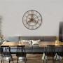 Lafocuse 60cm Horloge Murale Geante Métal, Engrenages Or Industrielle Silencieuse Pendule Murale Chiffres Romains Déco pour Salo