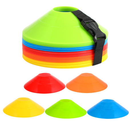 Set de 50 Plot Sport-5 Couleurs-Idéal pour Cone de signalisation-Parfait pour l'entraînement au Football, Hockey, Patinage et Ha